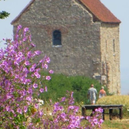 The view of Bradwell Chapel from the main path
